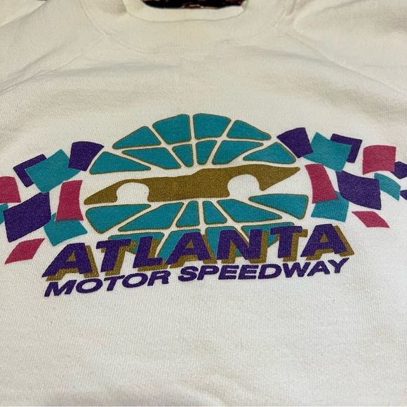 Vintage Atlanta Motor Speedway Crewneck Sweatshirt White Made in USA - Picture 4 of 7